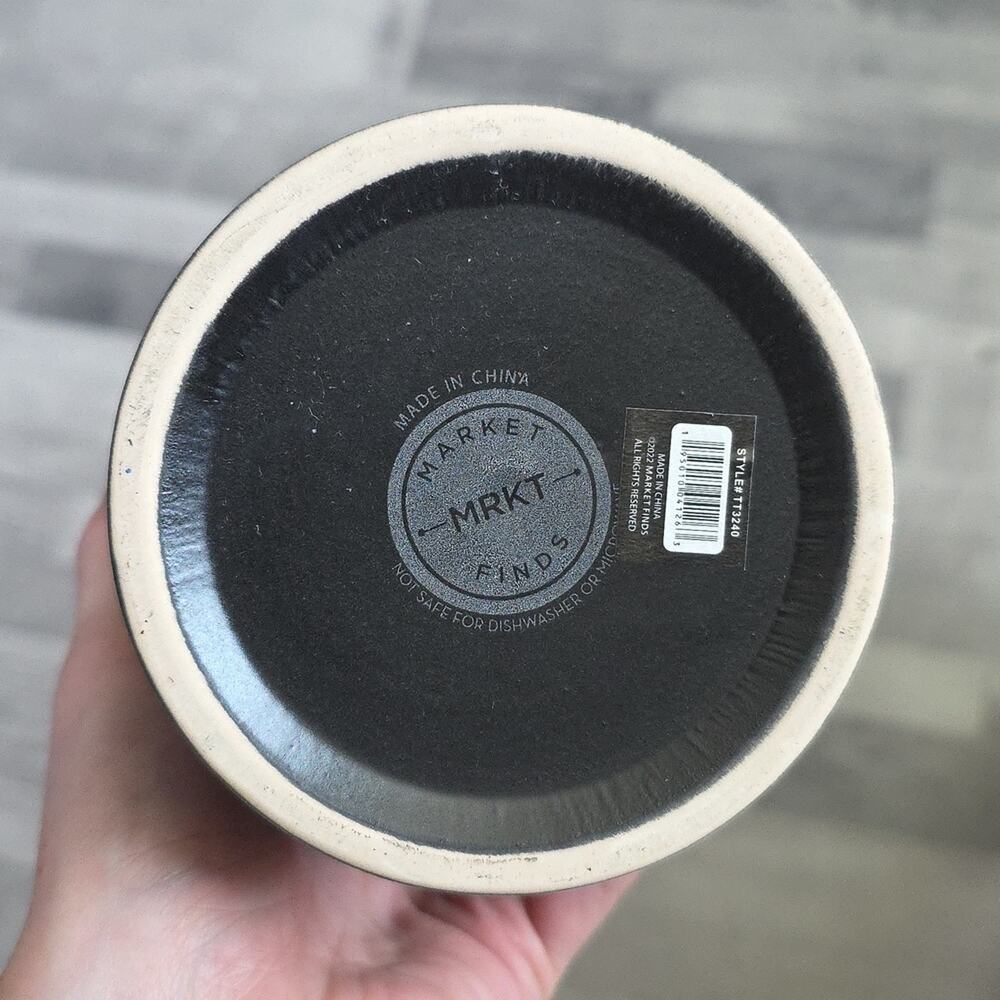 NWOT, Black Ribbed Ceramic Container - Picture 3 of 3